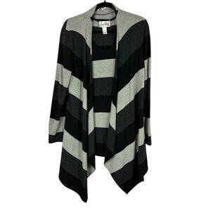 Joseph Ribkoff Black and Gray Waterfall 2 Piece Tank Top Cardigan Set Size 12